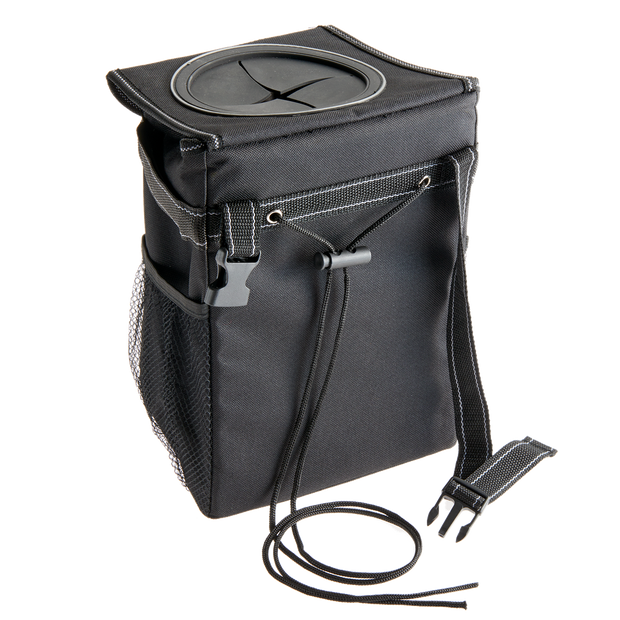 variant:43653289246912 Stashaway Console & Headrest Trash Bin Black