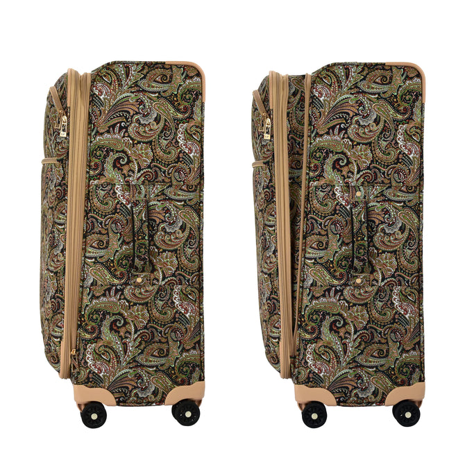 variant:46795400282304 London Fog 
Mayfair Softside Medium Checked Luggage Black And Sand Paisley