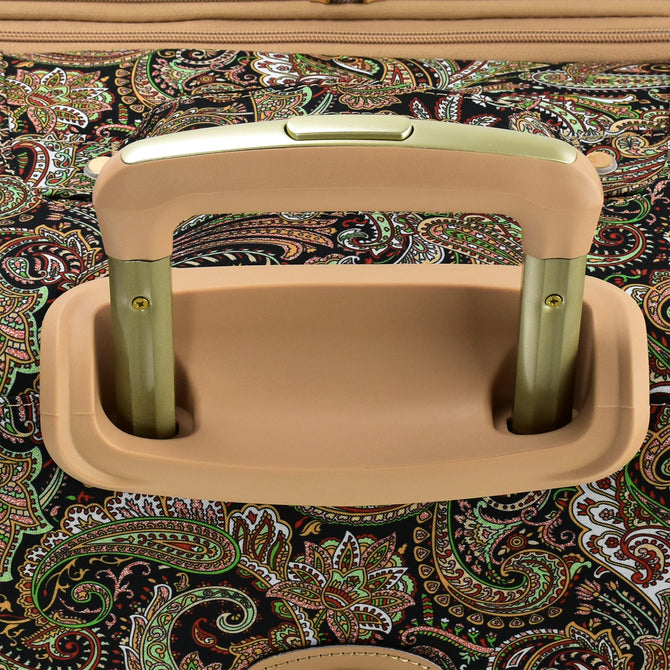 variant:46795400282304 London Fog 
Mayfair Softside Medium Checked Luggage Black And Sand Paisley