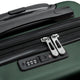 Green suitcase with a brand logo on a white background