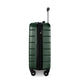 Green suitcase with a brand logo on a white background