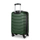 Green suitcase with a brand logo on a white background