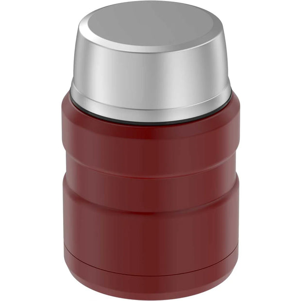 variant:46533270896832 16 oz. Stainless Steel Food Jar w Folding Spoon Matte Red