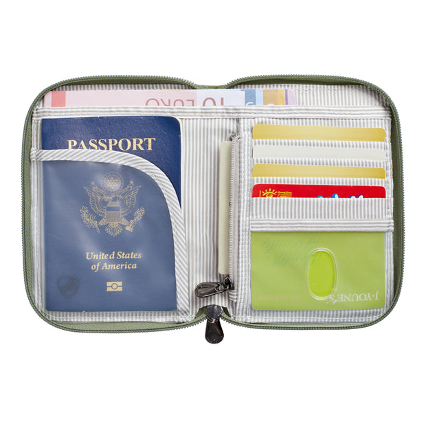 variant:48331183784128 Travelon RFID Blocking Passport Zip Wallet Moss