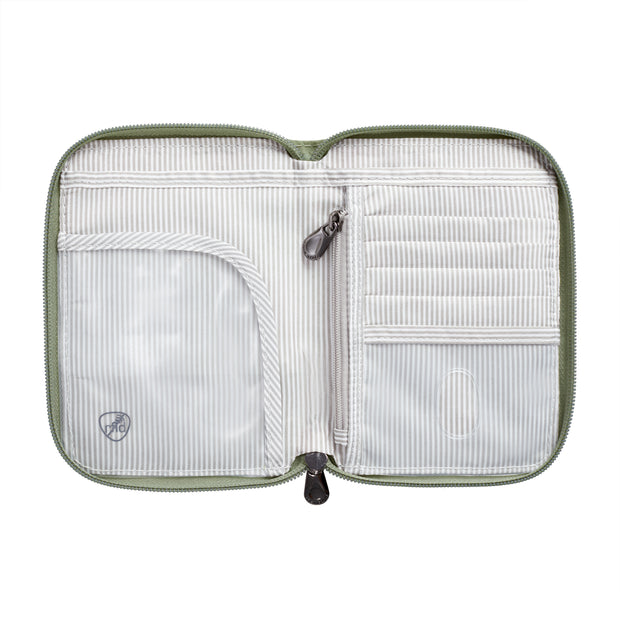 variant:48331183784128 Travelon RFID Blocking Passport Zip Wallet Moss