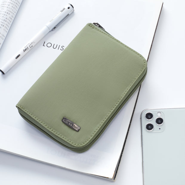 variant:48331183784128 Travelon RFID Blocking Passport Zip Wallet Moss