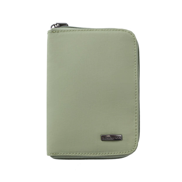 variant:48331183784128 Travelon RFID Blocking Passport Zip Wallet Moss