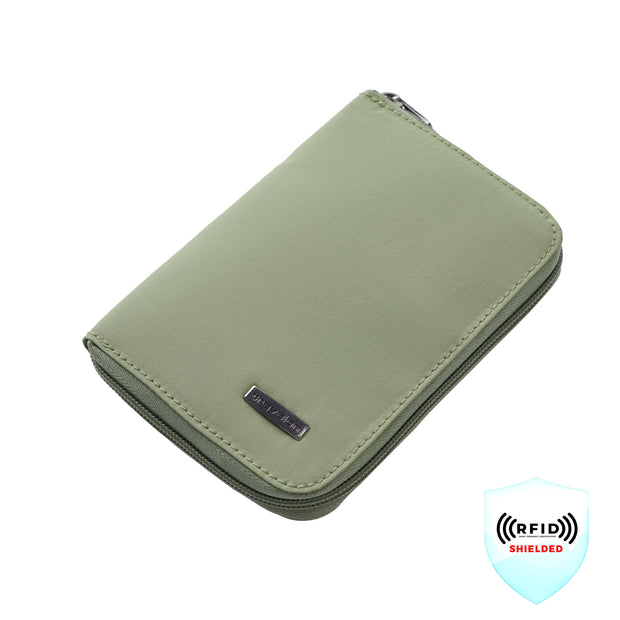 variant:48331183784128 Travelon RFID Blocking Passport Zip Wallet Moss