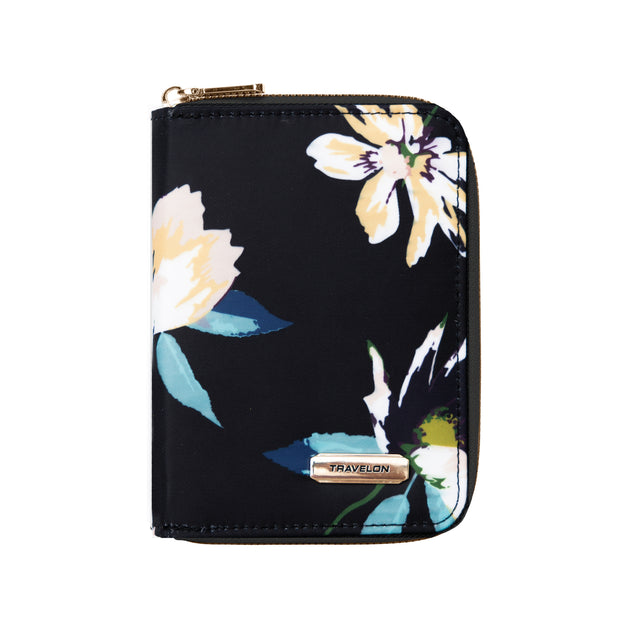 variant:48331183718592 Travelon RFID Blocking Passport Zip Wallet Midight Floral