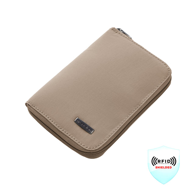 variant:48331183849664 Travelon RFID Blocking Passport Zip Wallet Sable