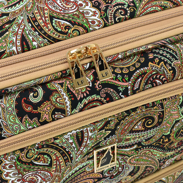 variant:46795398316224 London Fog Mayfair Softside Carry-On Luggage Black And Sand Paisley