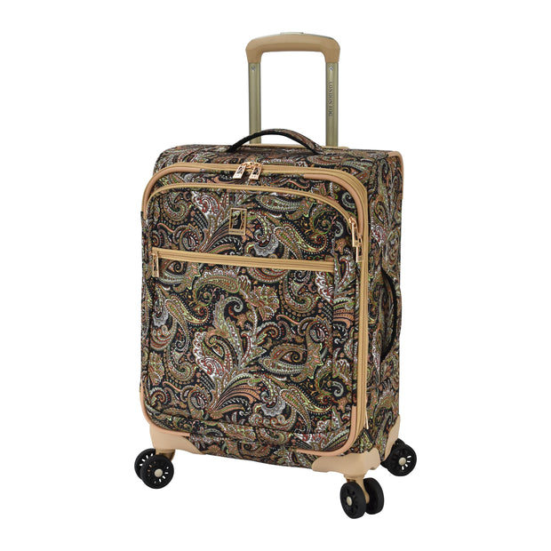 variant:46795398316224 London Fog Mayfair Softside Carry-On Luggage Black And Sand Paisley