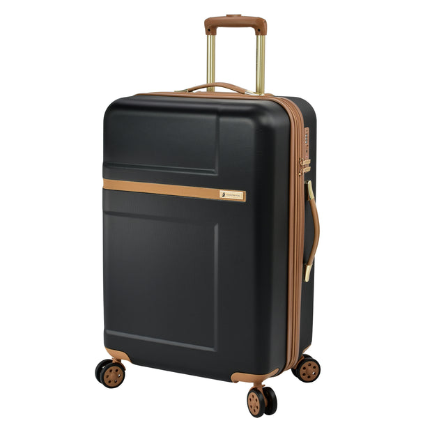 variant:46795558781120 London Fog Westbury Hardside Medium Check Luggage Black & Sand