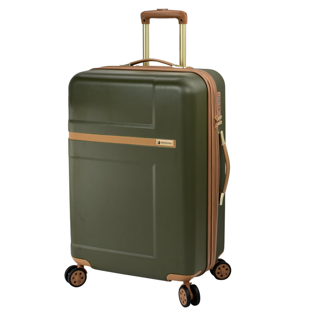variant:46795558813888 London Fog Westbury Hardside Medium Check Luggage Olive & Sand