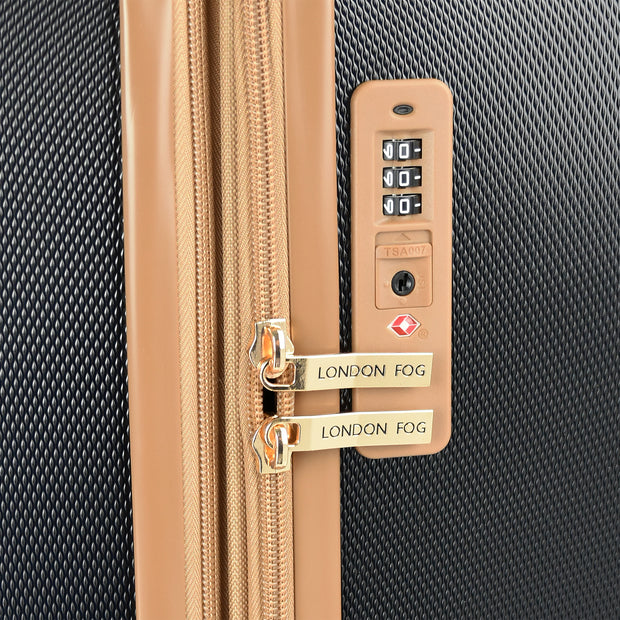 variant:46795571265728 Westbury Hardside Large Check Luggage London Fog Black & Sand