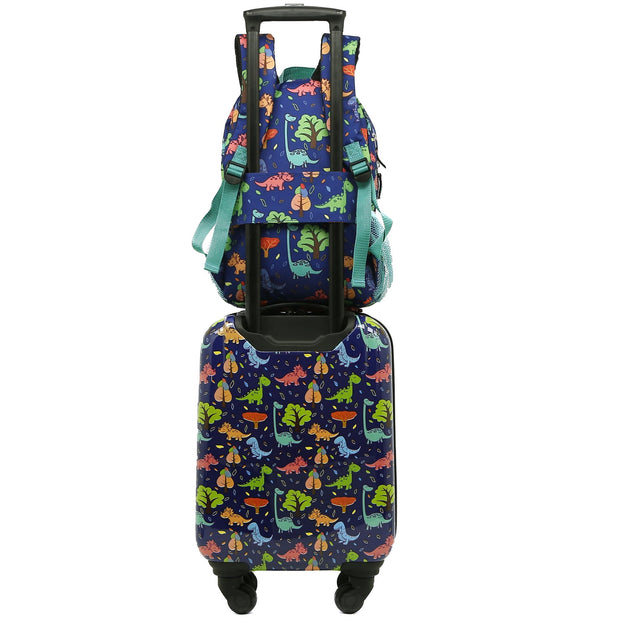 variant:48907135877312 Kid's Hard Side Carry-On Spinner 5 Piece Luggage Set - Dinosaur